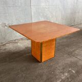 Elm burl and brass table, vintage 1970