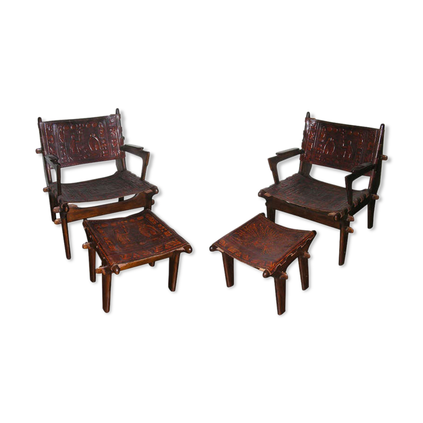 Angel Pazmino armchairs and poufs circa 1960