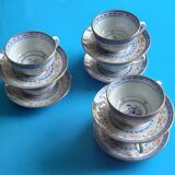 Matching cups & saucers - Chinese porcelain, translucent rice grains & Chinese gold edging