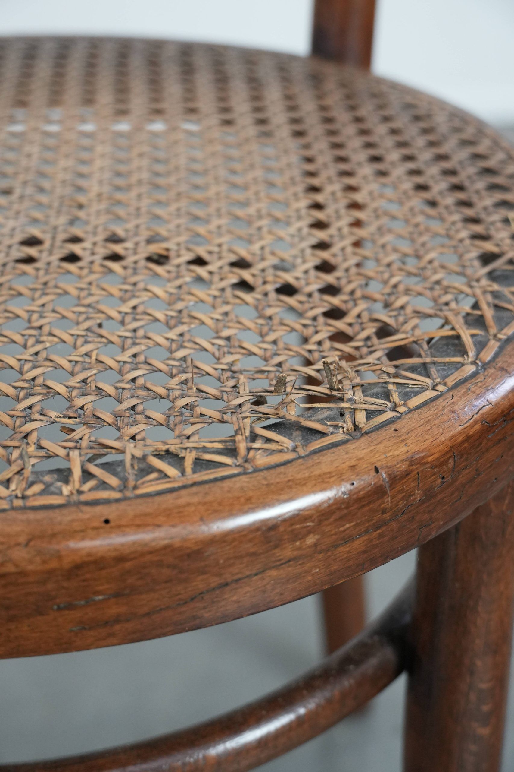 Set of 4 vintage bistro chairs Jacob & Josef Kohn Wien with a wicker seat