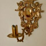Pair of large Swedish brass wall sconces from the mid-century.