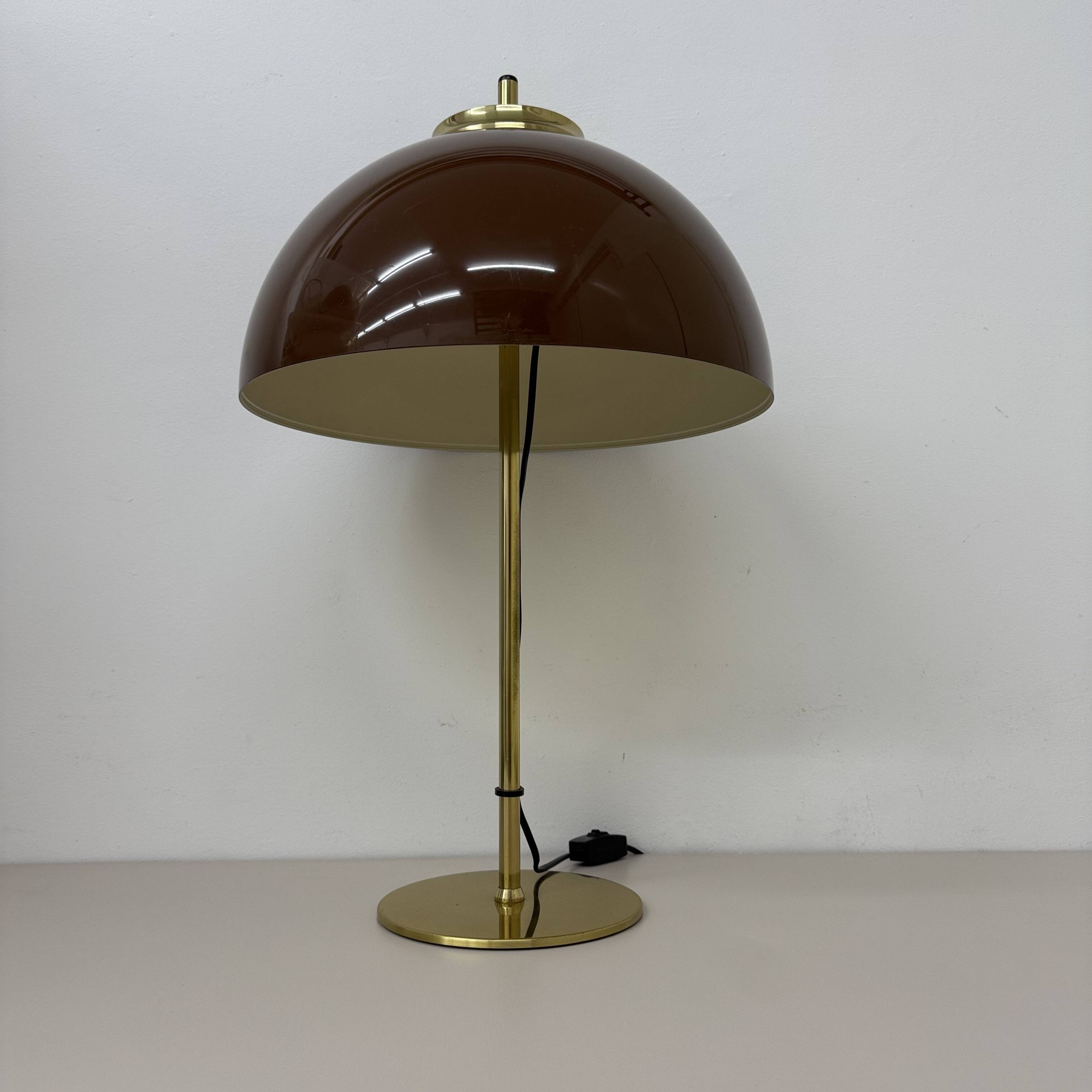 Vintage Mushroom table lamp with gold metal base , 1970s