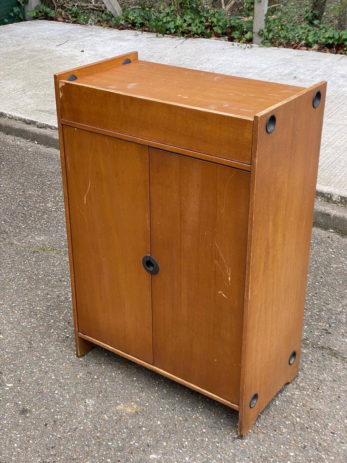 1960s Scandinavian wooden shoe storage cabinet dresser