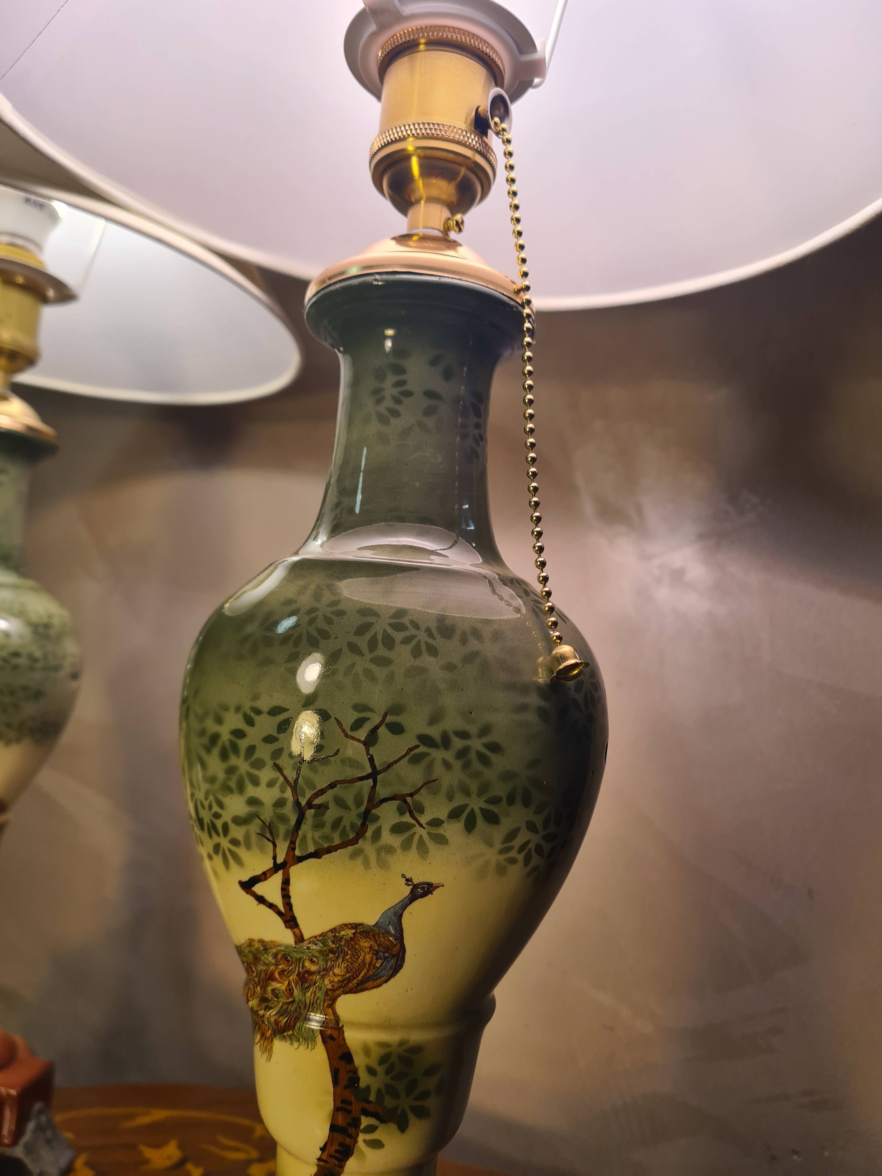 pair of ceramic lamps, Art Nouveau 1900 with 30 slight signs of wear visible