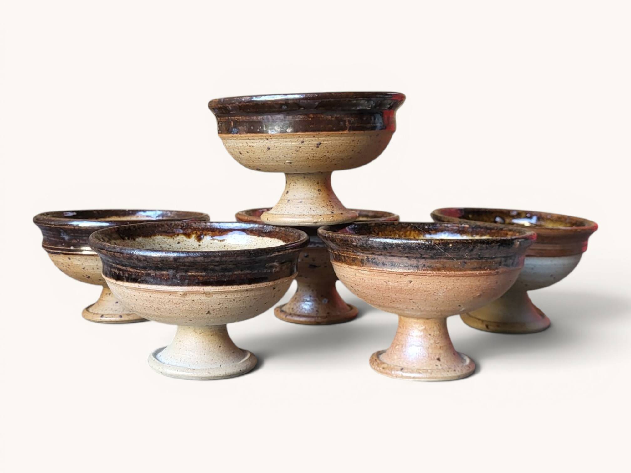 6 stoneware cups by Pierre Digan / La Borne