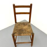 Pair of vintage wooden chairs with mulched seat