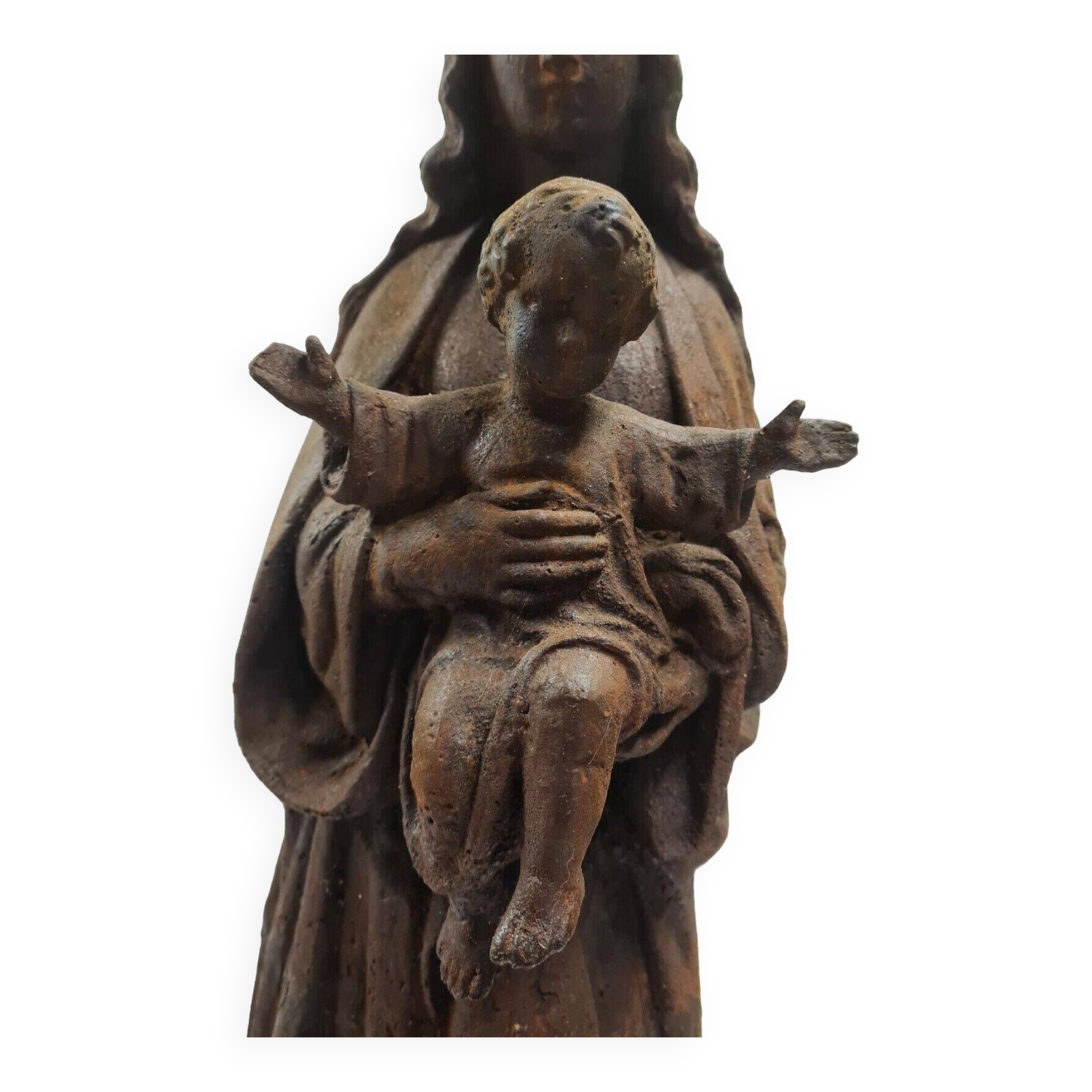 statue of the holy virgin in cast iron