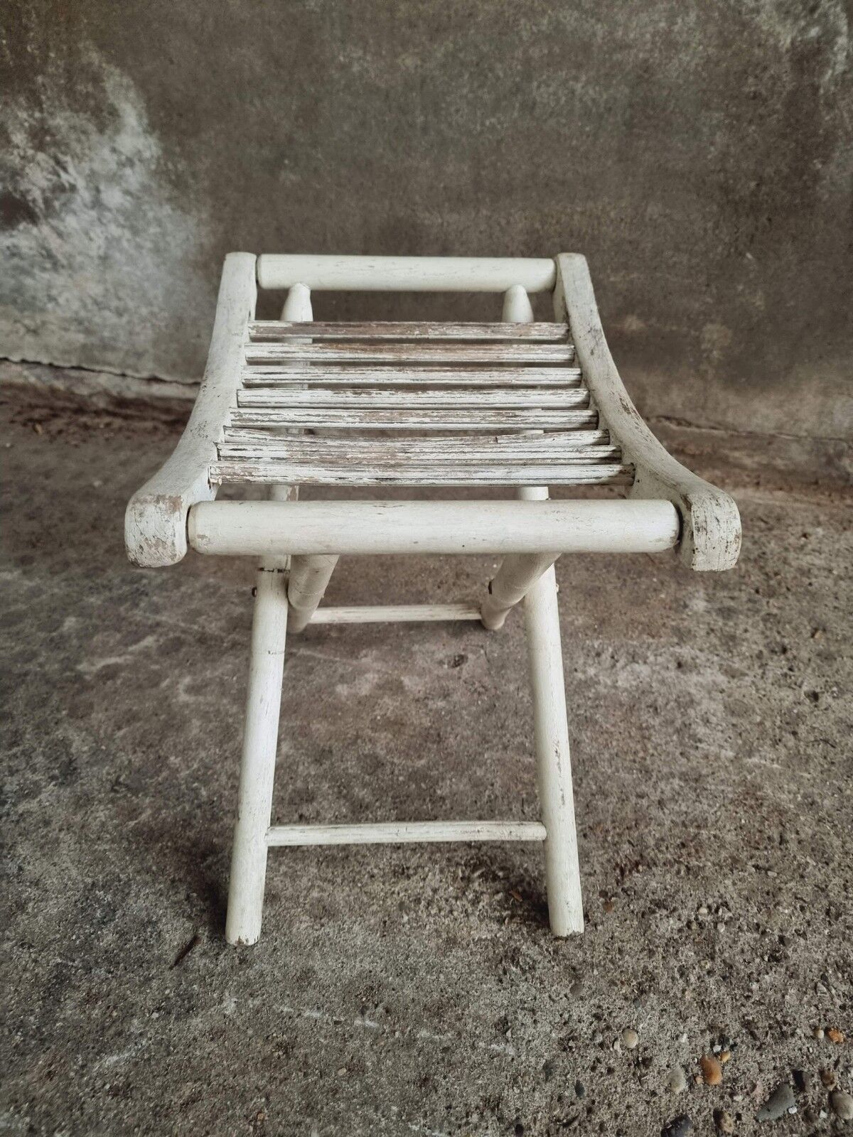 Vintage stool folding stool chalk white