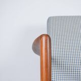 Fauteuil scandinave original Stefan, entièrement restauré, icône des années 1960, pied de poule