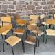 Lot of 14 mismatched vintage school chairs