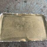 Large rectangular tray in vintage, artisanal and oriental hammered metal