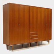 Large vintage mid century 5-door wardrobe with three drawers in teak, 1960s