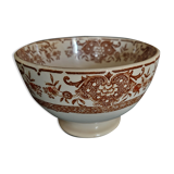 Old earthenware bowl Creil late nineteenth brown decoration