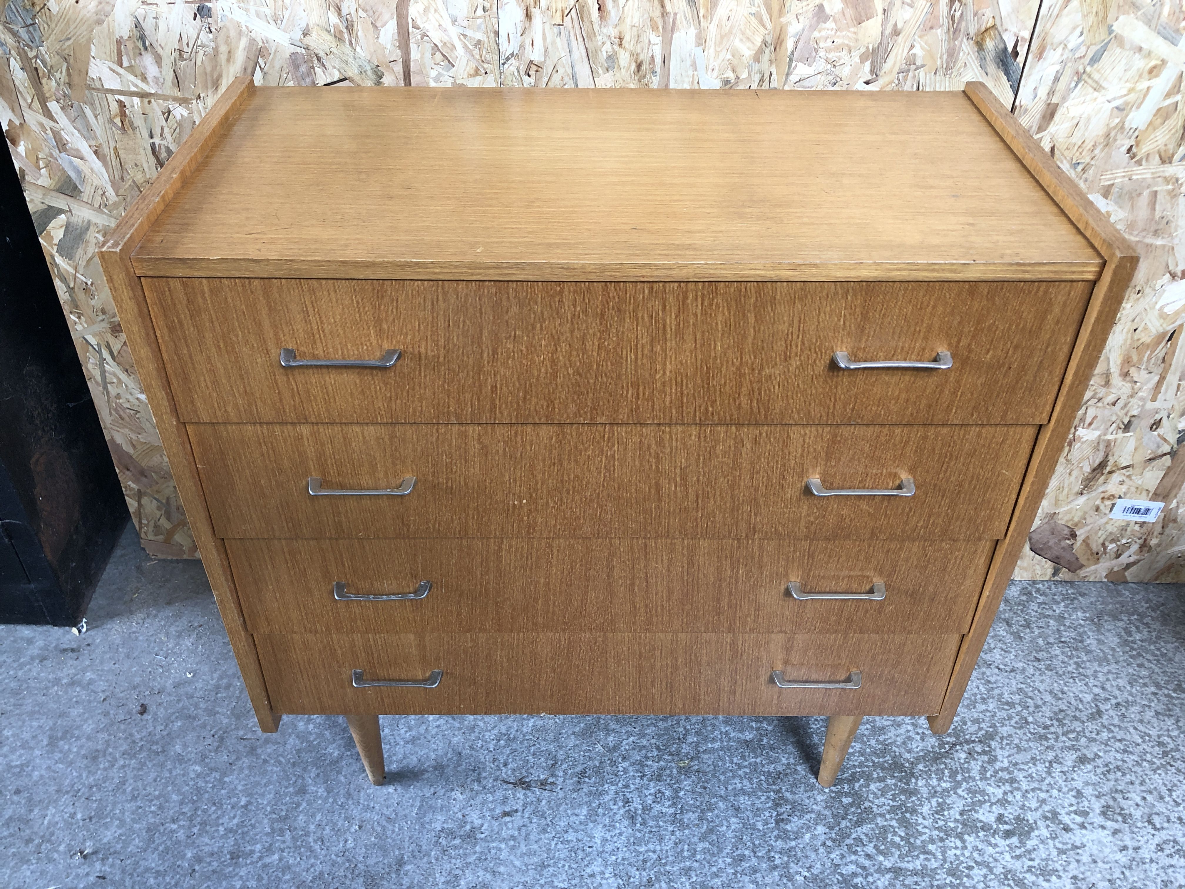 Old chest of drawers 4 drawers light wood compass feet 70s vintage