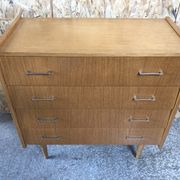 Old chest of drawers 4 drawers light wood compass feet 70s vintage