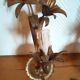 Pair of lily flower sconces in gilded metal design 60s