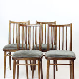 Set de 4 chaises de salle à manger en chêne foncé par tonne, tchécoslovaquie années 1960
