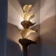 Wall lamp design in gilded metal, leaf décor