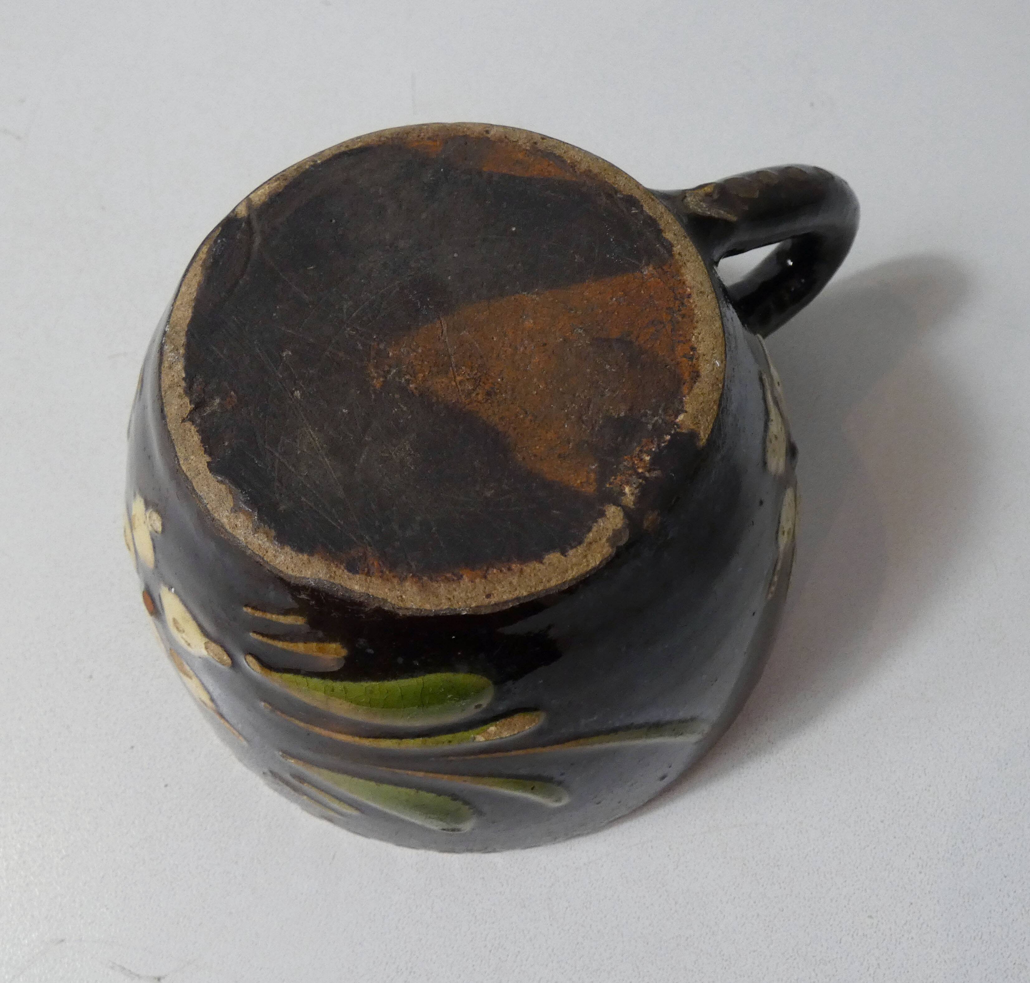 old Alsace lunch cup in glazed terracotta