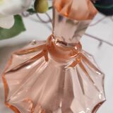 Vintage Art Deco perfume bottle in beautiful pink glass.