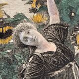 Laurence Alma Tadema etching: Sunflowers