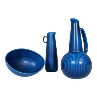 Mid-century modern set of 3 vases and bowl Rörstrand Ritzi Gunnar Nylund
