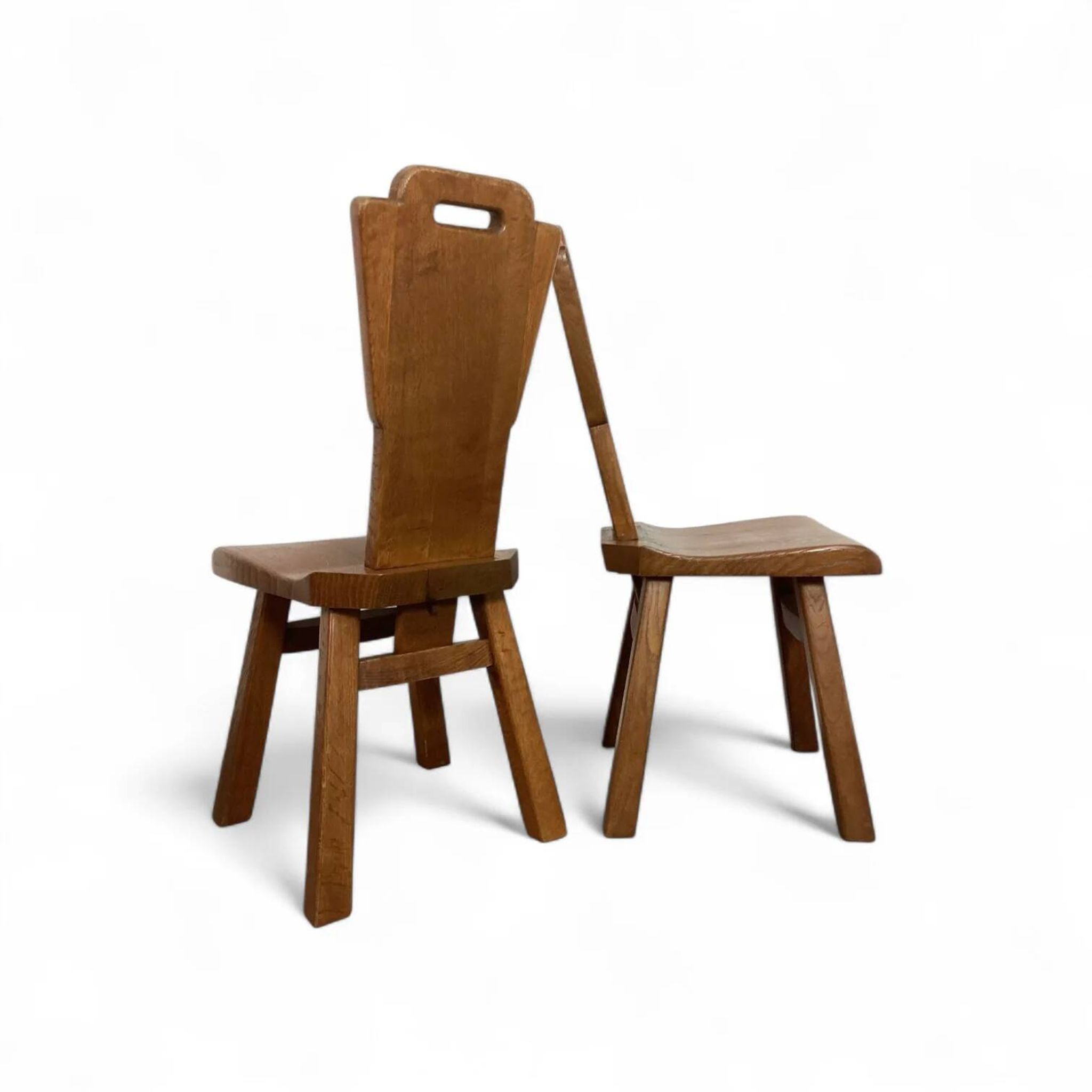 4 chaises de salle à manger brutalistes du milieu du siècle, Belgique / années 1970