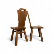 4 chaises de salle à manger brutalistes du milieu du siècle, Belgique / années 1970