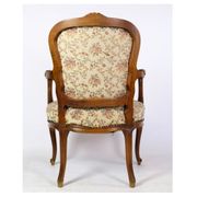 Pair of Neo-Rococo Armchairs with Decorated Fabric in Light Wood
