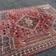 Large red Persian wool rug with red geometric design 2.97 x 2.05 m