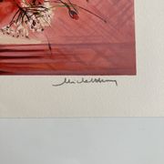 Lithographie originale signée Michel Henry - Bouquet de Coquelicots