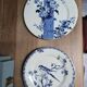 Two flat plates Gien blue tone