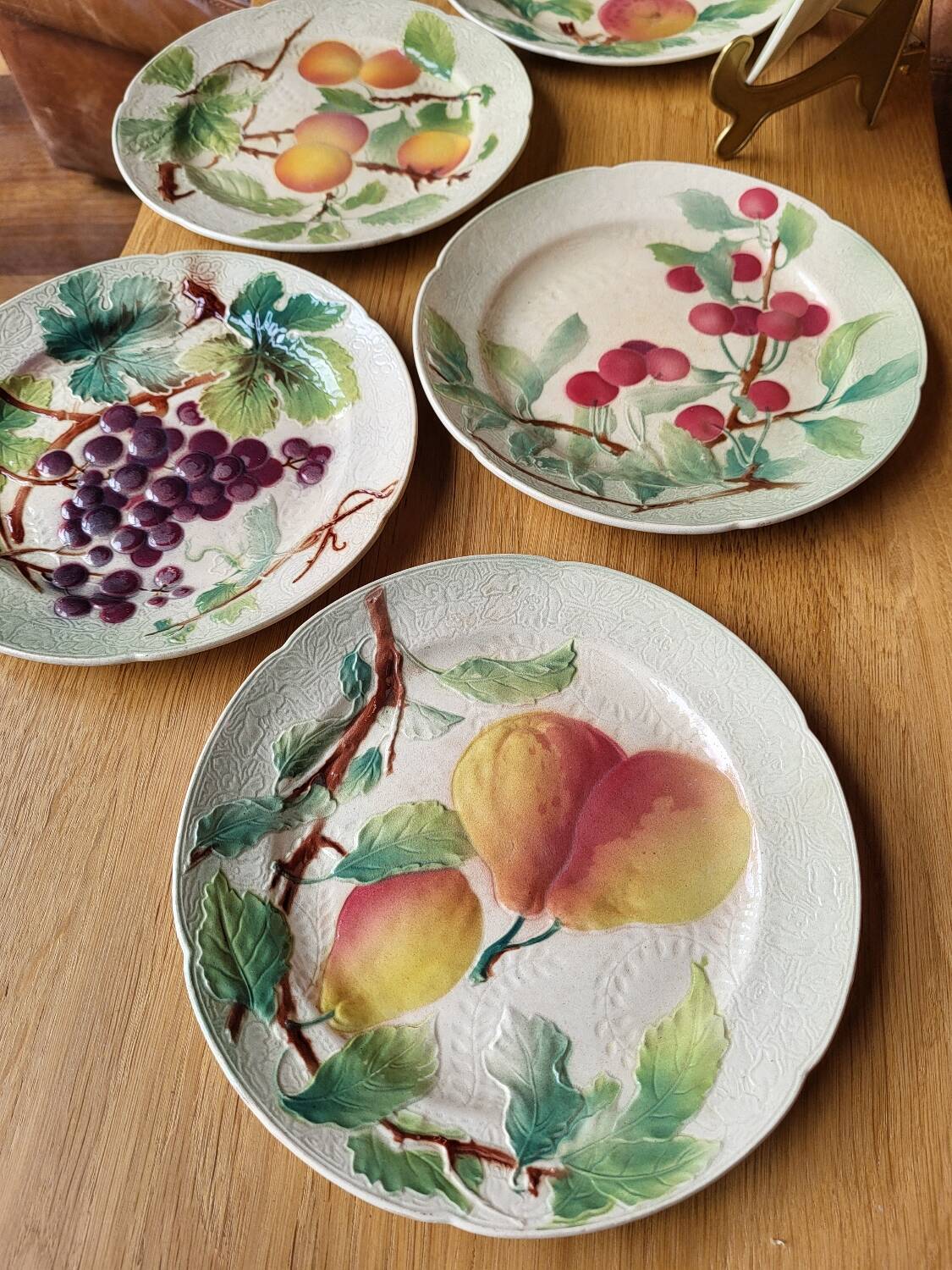 Set of 6 Art Nouveau Barbotine St Clément plates