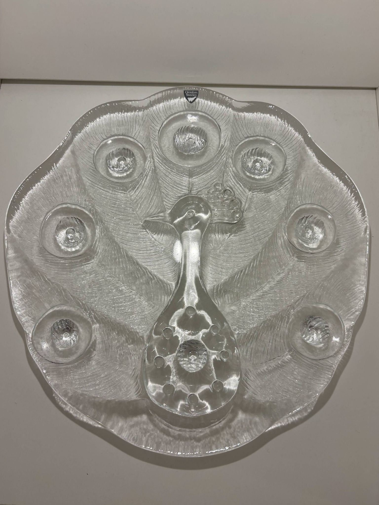 Plateau à Fromage, Peakcock, cristal, Lars Hellsten, Orrefors, Suède, 1970