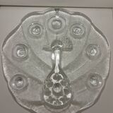 Cheese Board, Peakcock, crystal, Lars Hellsten, Orrefors, Sweden, 1970