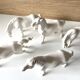 5 White Porcelain Glazed Horses of Happiness Figurines Statuettes