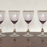 Joseph Stanik 6 red wine glasses of the Zuzanna model in Amethyst color with rims and golden ball