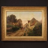 French signed landscape painting oil on canvas dated 1899