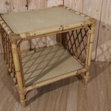 Petite table d'appoint rotin vintage