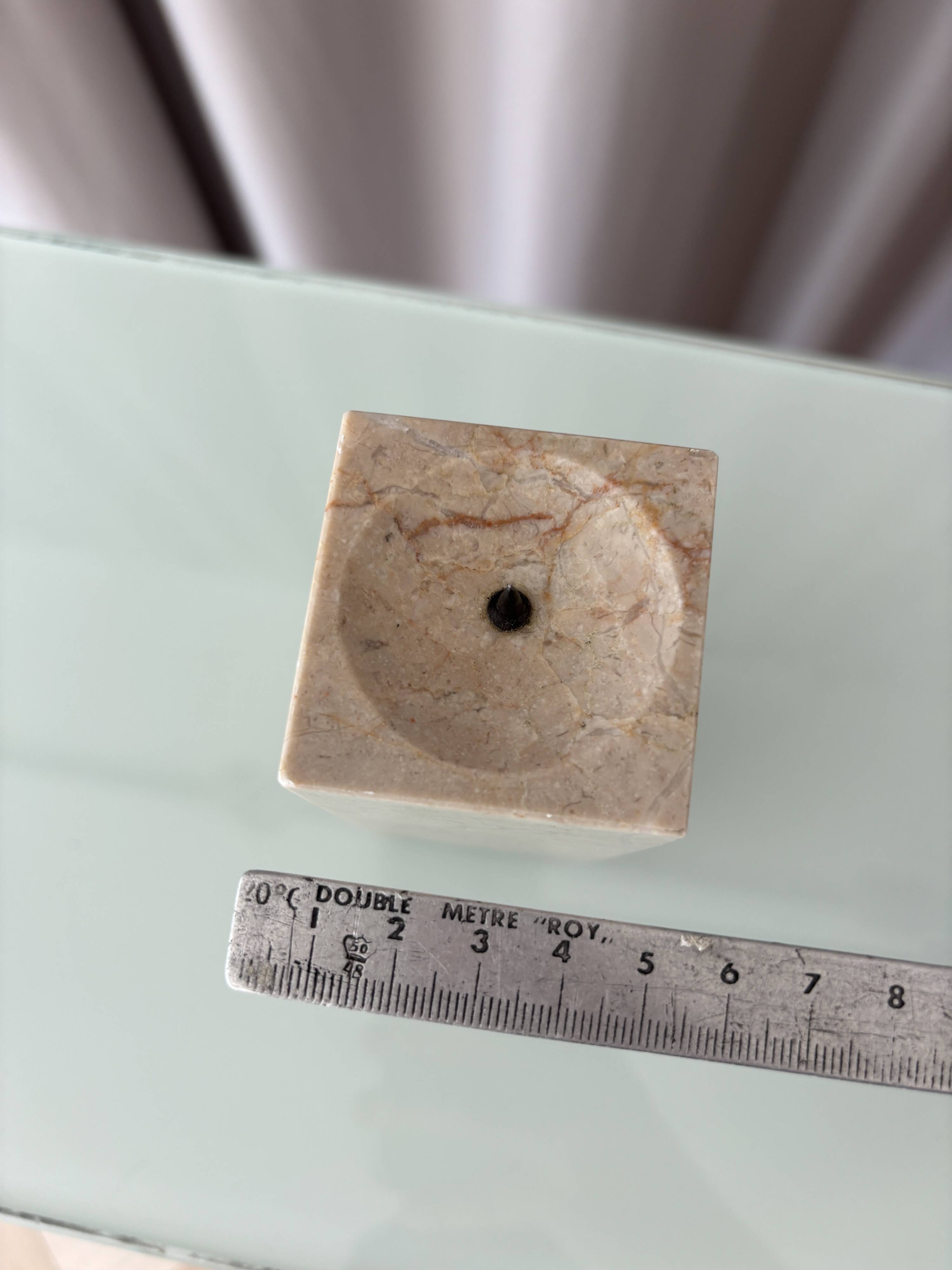 Vintage minimalist beige marble candlestick