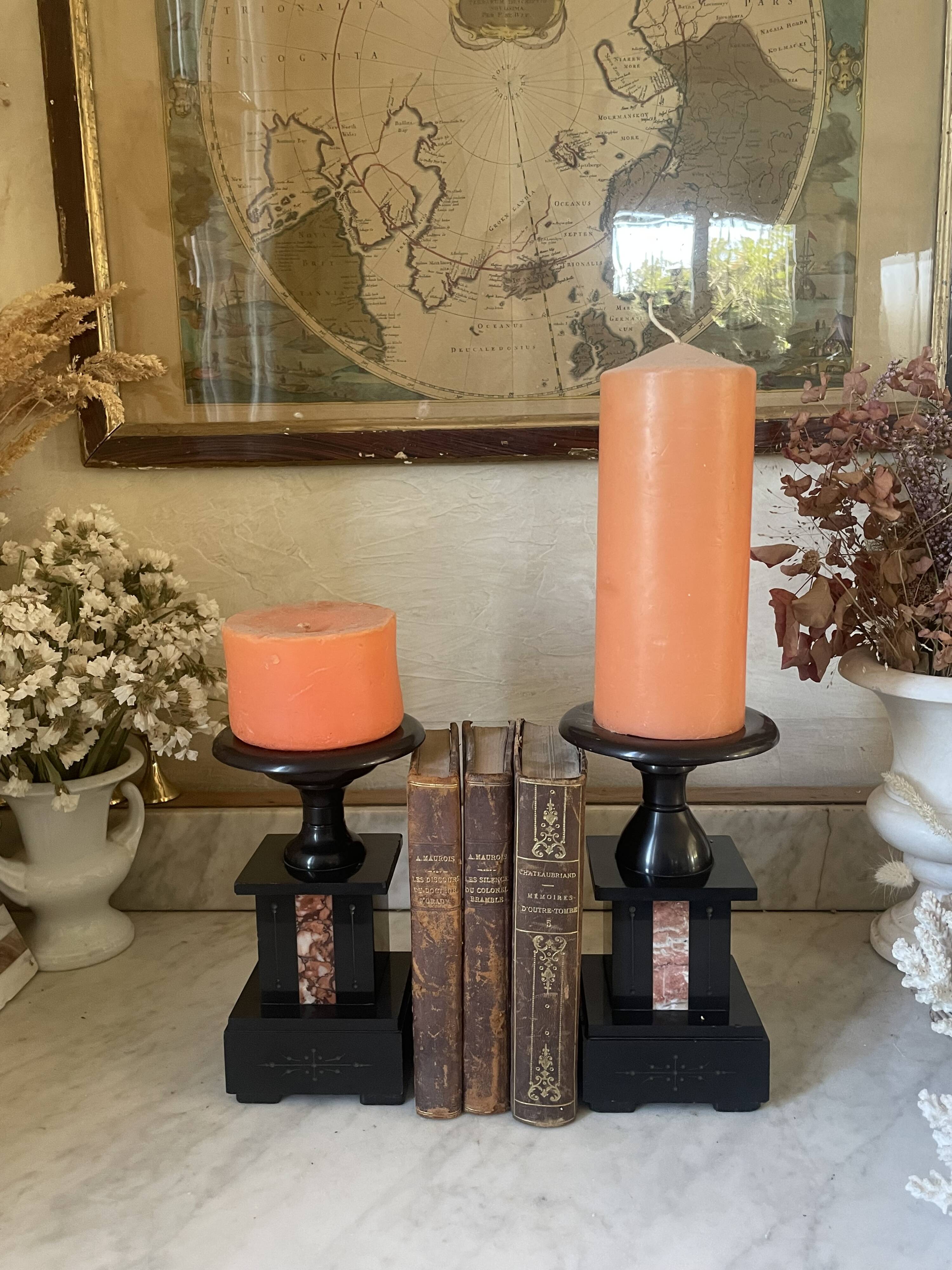 Old pair of marble vase bookends.