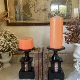 Old pair of marble vase bookends.