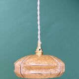Vintage Art Deco glass pendant light in yellow from Clichy.