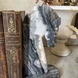 Pair of vintage marble horse head bookends