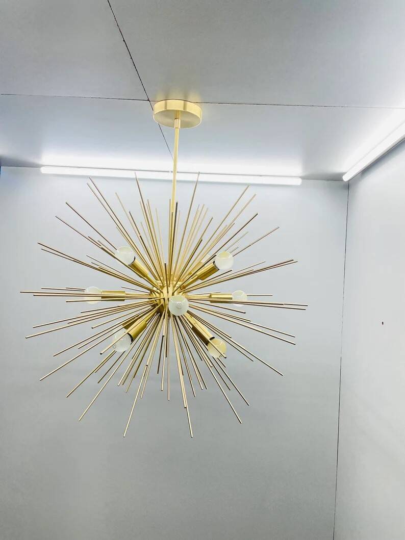 Beautiful mid century handmade urchin chandelier sputnik modern brass ceiling light fixture