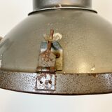 Industrial aluminium factory lamp with glass cover, 1960s