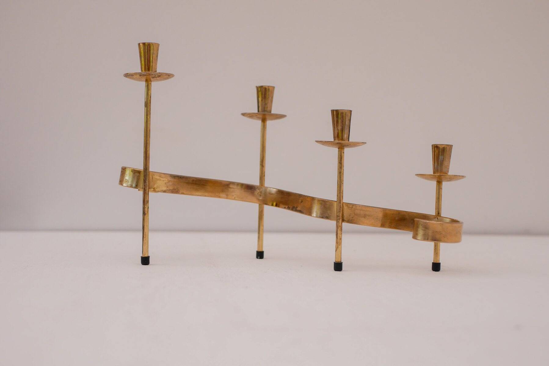 Mid-century modern metal candlesticks by Gunnar Ander for Ystad-Metall, Sweden, 1960s