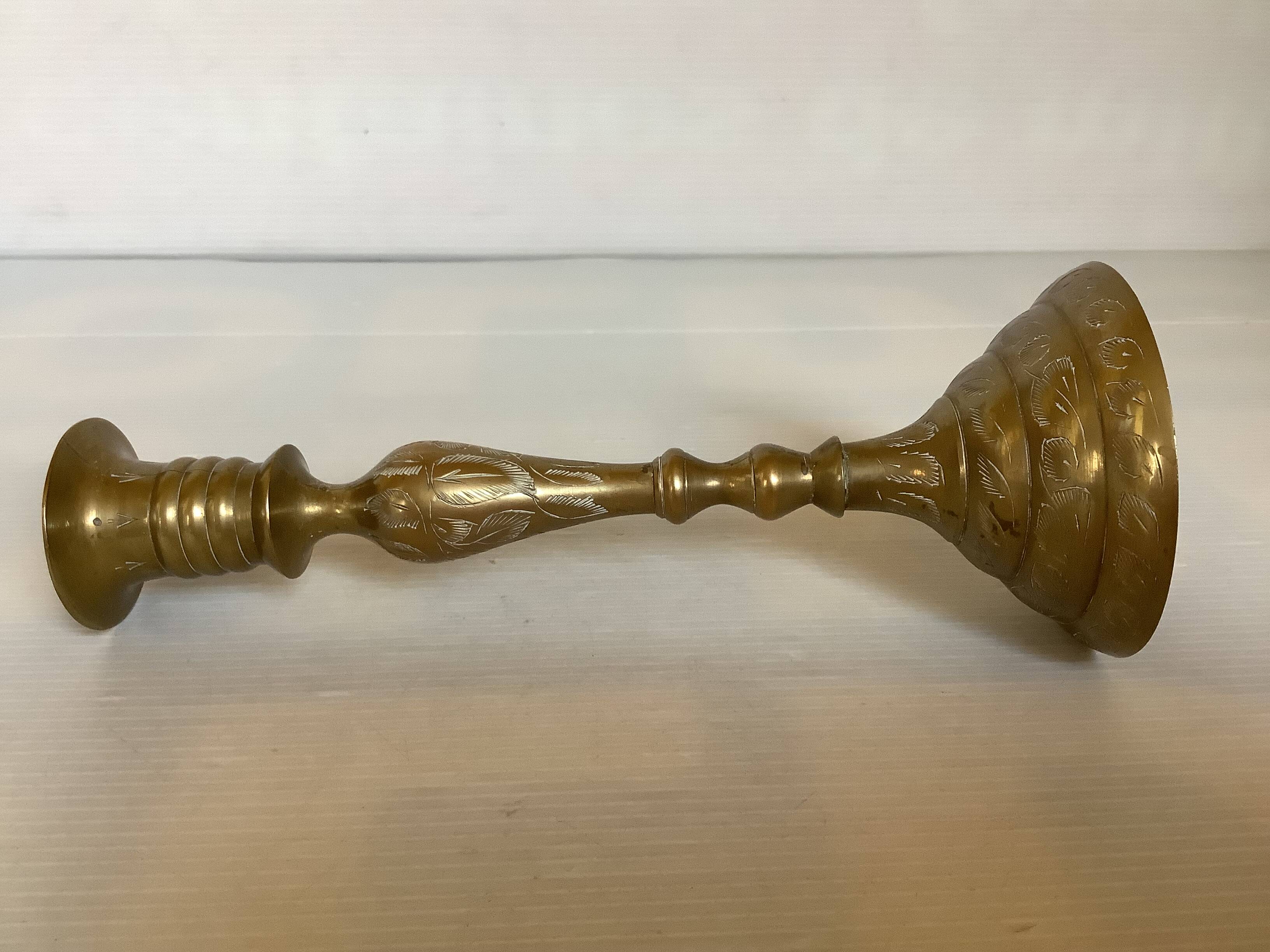 Worked brass candlestick