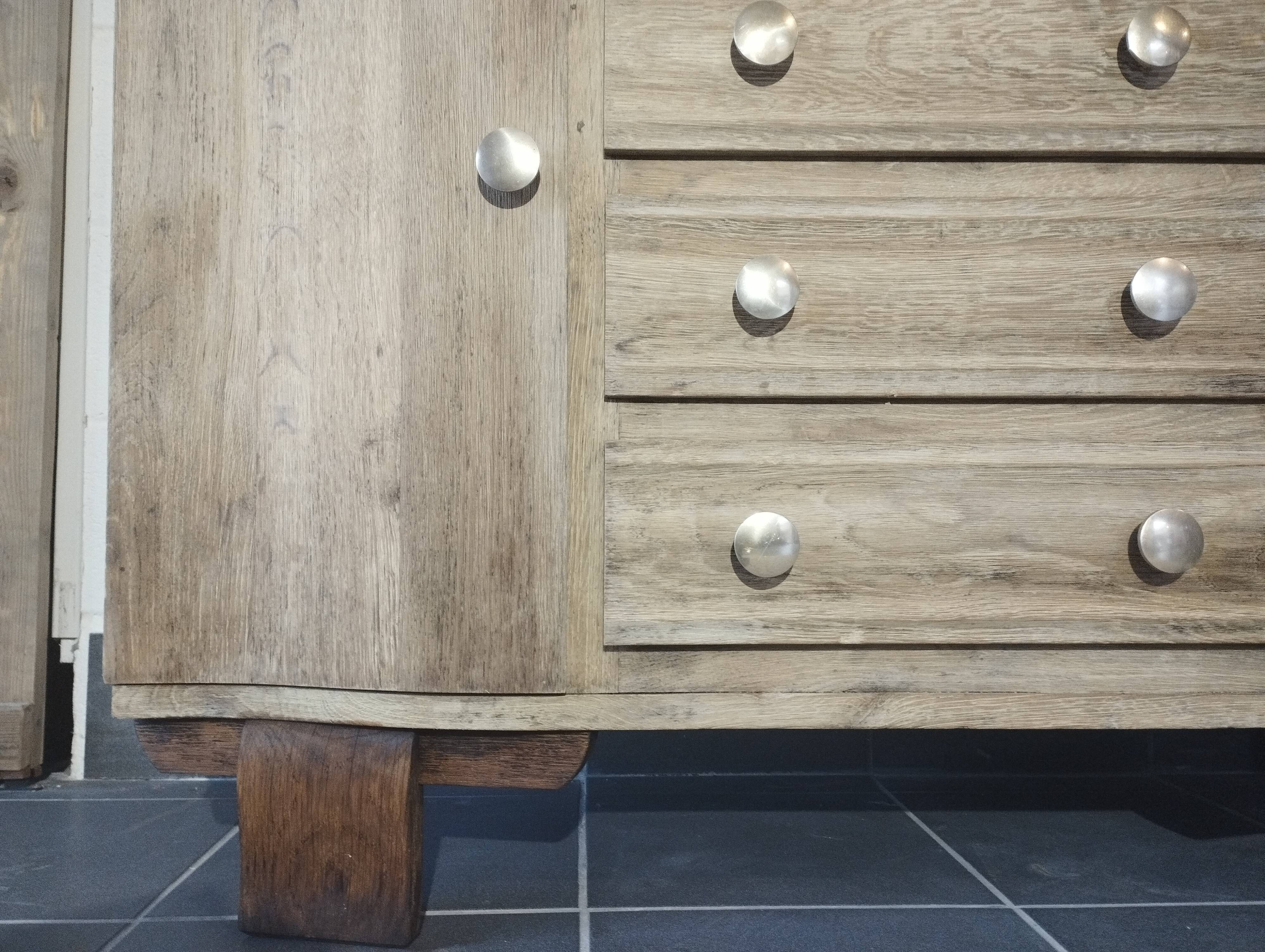 Art Deco oak and leather chest of drawers