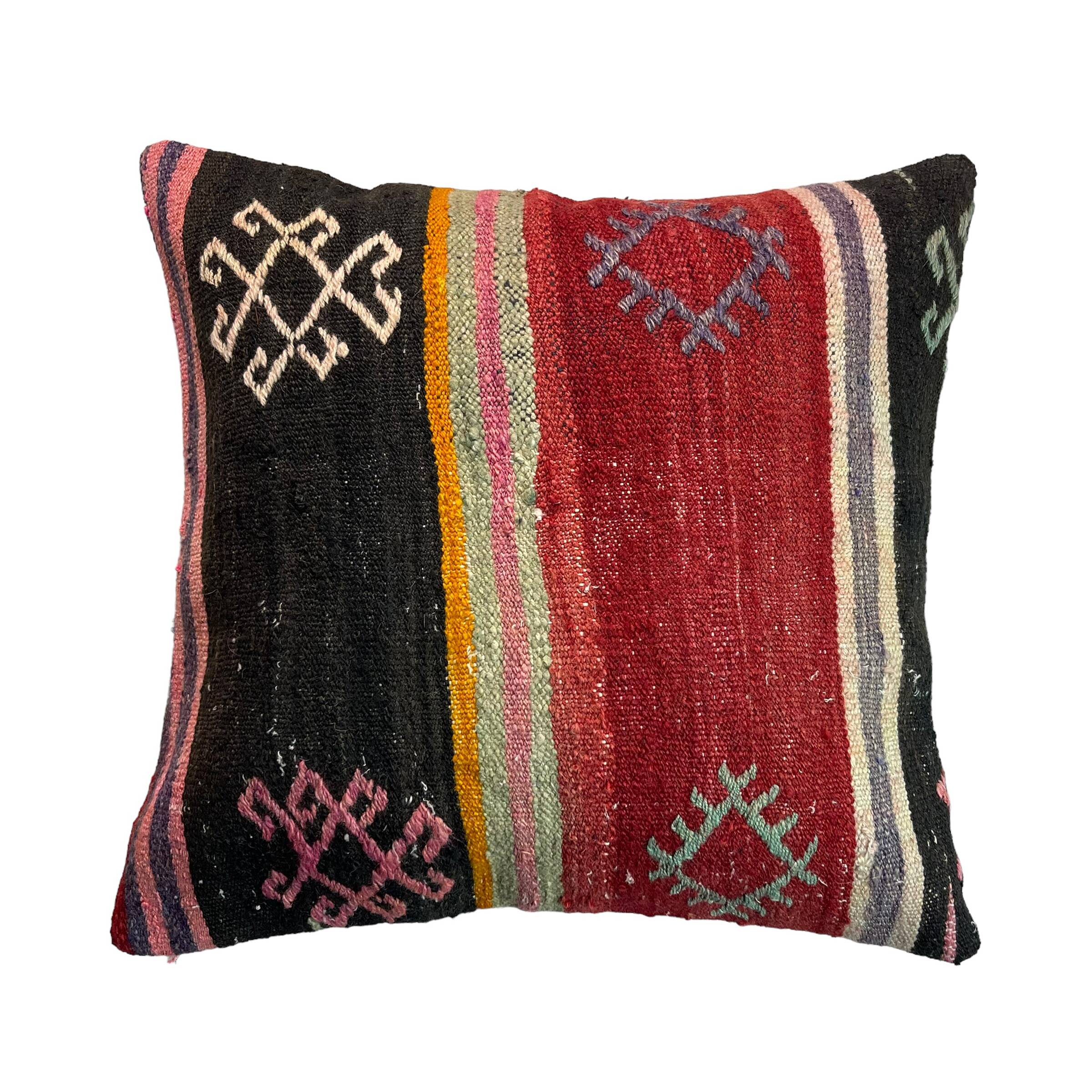 VINTAGE TURKISH KILIM CUSHION COVER , 45 X 45 CM
